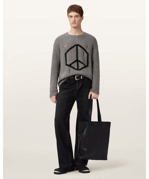 ALLSAINTS(オールセインツ)の「MESSAGE OVERSIZED WOOL JUMPER | MESSAGE オーバーサイズ ウール ニット・セーター(ニット/セーター・メンズ・グレー系その他・S/M/L/XL/XS)」の3枚目の写真