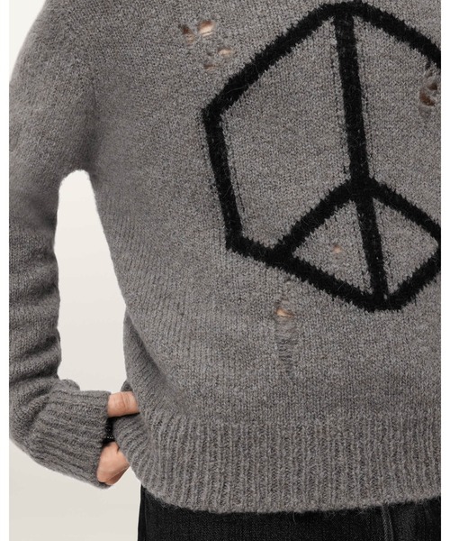 ALLSAINTS(オールセインツ)の「MESSAGE OVERSIZED WOOL JUMPER | MESSAGE オーバーサイズ ウール ニット・セーター(ニット/セーター・メンズ・グレー系その他・S/M/L/XL/XS)」の4枚目の写真