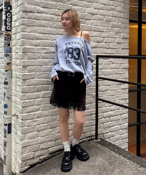 WHO'S WHO gallery（フーズフーギャラリー）の「スウェードフリンジミニスカート（スカート・レディース・キャメル/ダークブラウン・FREE）」の12枚目の写真