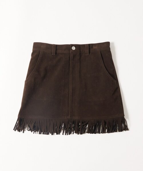 WHO'S WHO gallery（フーズフーギャラリー）の「スウェードフリンジミニスカート（スカート・レディース・キャメル/ダークブラウン・FREE）」の8枚目の写真