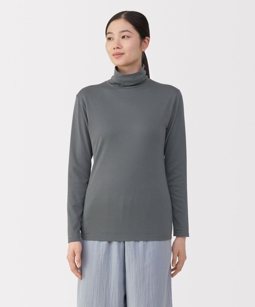 無印良品(ムジルシリョウヒン)の「婦人 あったか綿 厚手 タートルネック長袖Tシャツ(インナーウェア/肌着・レディース・ライトピンク/ブラック/グレー系/オフホワイト・XL/L/M/S)」の3枚目の写真