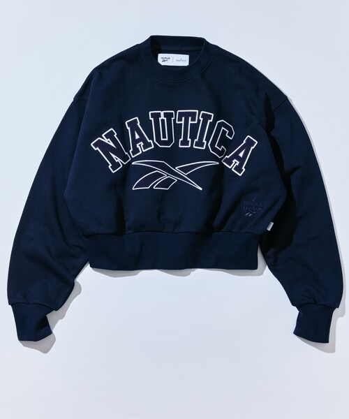 NAUTICA（ノーティカ）の「Reebok × NAUTICA/リーボック × ノーティカ 【Exclusive】ヘビーウェイト クルーネック ダブルネーム アーチロゴスウェット/ショート丈スウェット（スウェット・レディース・ライトグレー/ネイビー・ﾌﾘ-）」の5枚目の写真