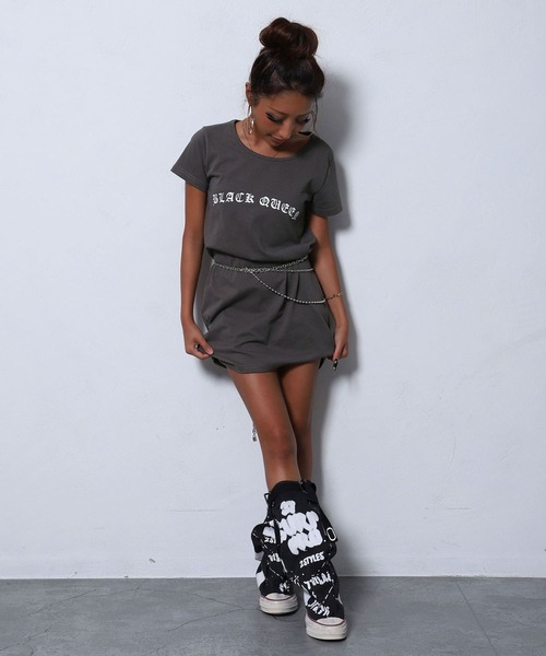BLACKQUEEN(ブラッククイーン)の「【BLACKQUEEN】プリントミニワンピース(ワンピース・レディース・ブラック/チャコール・M)」の5枚目の写真