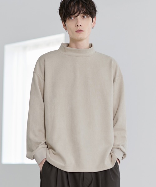 ETELIO（エテリオ）の「コットンポンチ/フェイクスウェード モックネックロングTシャツ（Tシャツ/カットソー・メンズ・ブラウン/ブラック/ブルーグリーン/チャコール/ワイン/ホワイト/ブラック系/グレー系/アイボリー系・S/XL/L/M）」の7枚目の写真