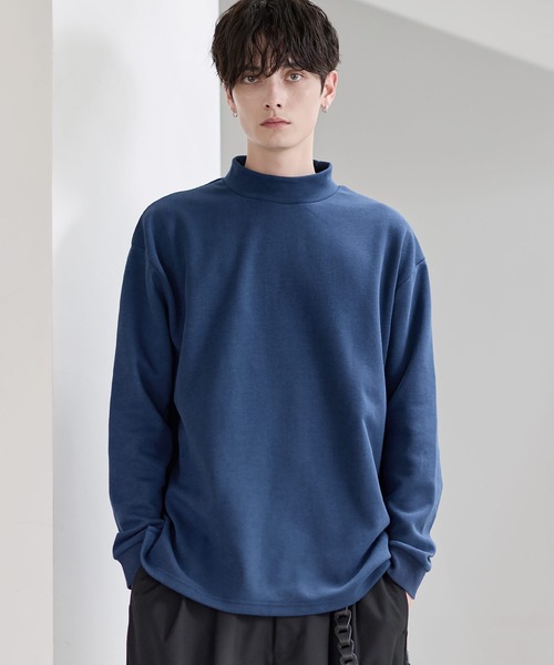 ETELIO（エテリオ）の「コットンポンチ/フェイクスウェード モックネックロングTシャツ（Tシャツ/カットソー・メンズ・ブラウン/ブラック/ブルーグリーン/チャコール/ワイン/ホワイト/ブラック系/グレー系/アイボリー系・S/XL/L/M）」の8枚目の写真