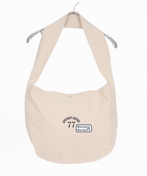 seventy seven（セブンティセブン）の「mko13169-embroidery newspaper bag(77arch) ニュースペーパーバッグ(7725W330)（ショルダーバッグ・メンズ・ナチュラル/ブラック・FREE）」の16枚目の写真
