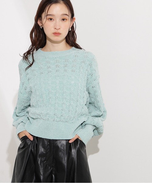 N.(N. Natural Beauty Basic)(エヌエヌナチュラルビューティーベーシック)の「モールアイレットニット(ニット/セーター・レディース・サーモンピンク/ベージュ/ミント・MEDIUM)」の2枚目の写真