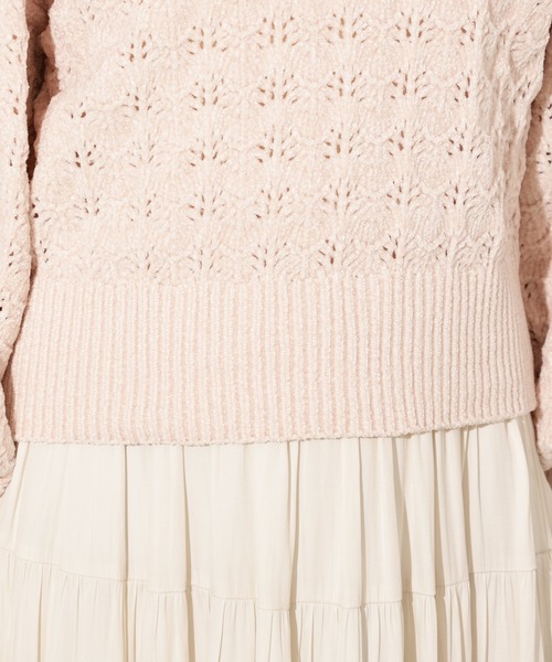 N.(N. Natural Beauty Basic)(エヌエヌナチュラルビューティーベーシック)の「モールアイレットニット(ニット/セーター・レディース・サーモンピンク/ベージュ/ミント・MEDIUM)」の15枚目の写真