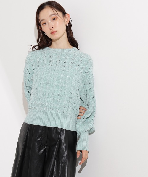 N.(N. Natural Beauty Basic)(エヌエヌナチュラルビューティーベーシック)の「モールアイレットニット(ニット/セーター・レディース・サーモンピンク/ベージュ/ミント・MEDIUM)」の16枚目の写真