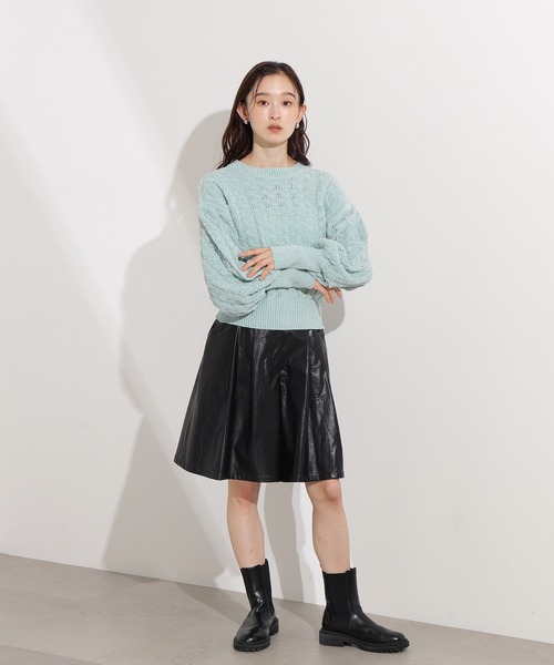 N.(N. Natural Beauty Basic)(エヌエヌナチュラルビューティーベーシック)の「モールアイレットニット(ニット/セーター・レディース・サーモンピンク/ベージュ/ミント・MEDIUM)」の20枚目の写真