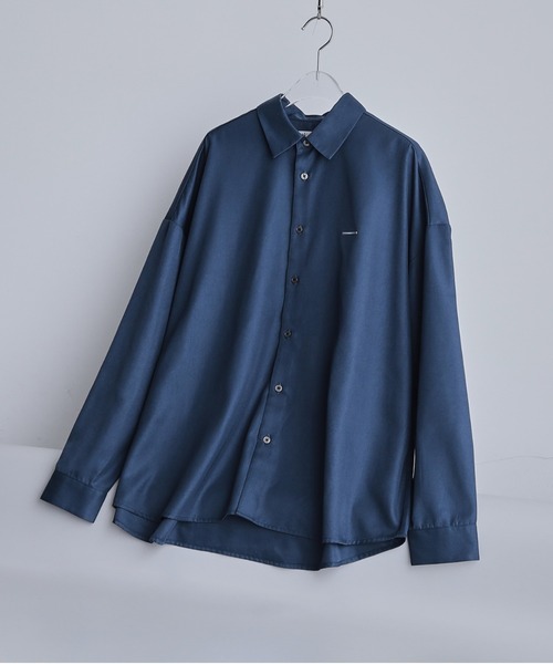 tk.TAKEO KIKUCHI（ティーケータケオキクチ）の「【選べる7色】オーバーとろみシャツ（シャツ/ブラウス・メンズ・ホワイト/ブラック系/ブラック/ネイビー系/グレー系/ダークグリーン/ダークブラウン系・02/01/03）」の6枚目の写真