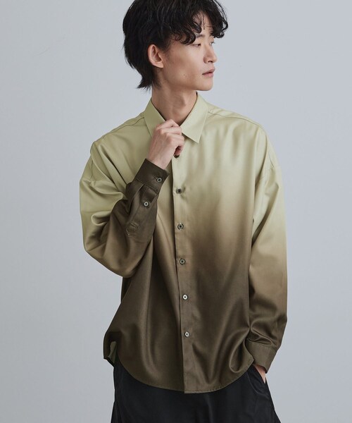 tk.TAKEO KIKUCHI（ティーケータケオキクチ）の「【選べる7色】オーバーとろみシャツ（シャツ/ブラウス・メンズ・ホワイト/ブラック系/ブラック/ネイビー系/グレー系/ダークグリーン/ダークブラウン系・02/01/03）」の10枚目の写真