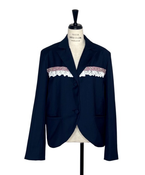 HONEY MI HONEY（ハニーミーハニー）の「lace frill bijou jacket（テーラードジャケット・レディース・ネイビー/グレー/ブラック・FREE）」の3枚目の写真