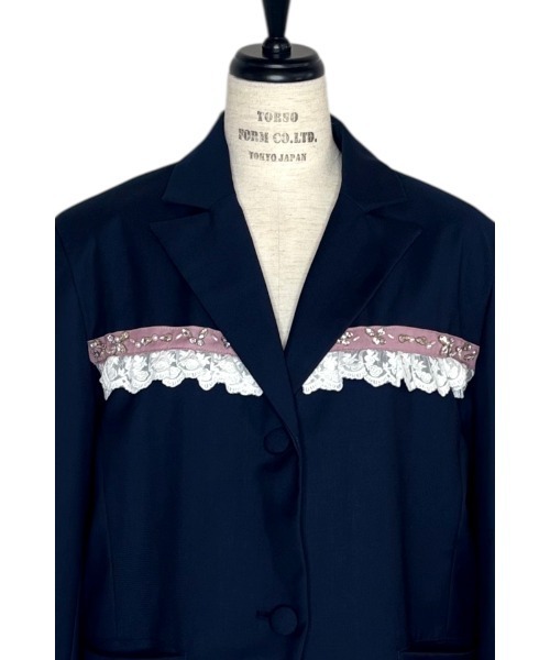 HONEY MI HONEY（ハニーミーハニー）の「lace frill bijou jacket（テーラードジャケット・レディース・ネイビー/グレー/ブラック・FREE）」の13枚目の写真