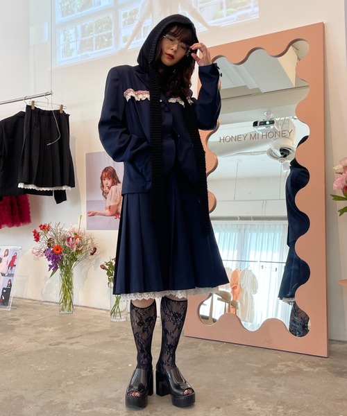 セール】lace frill bijou jacket（テーラードジャケット）｜HONEY MI