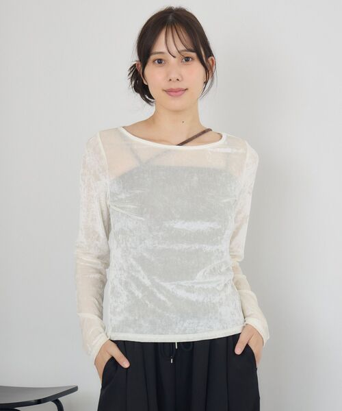 RETRO GIRL(レトロガール)の「ボートネックベロアロンTEE(Tシャツ/カットソー・レディース・ベージュ/ナチュラル/ブラック・FREE)」の12枚目の写真