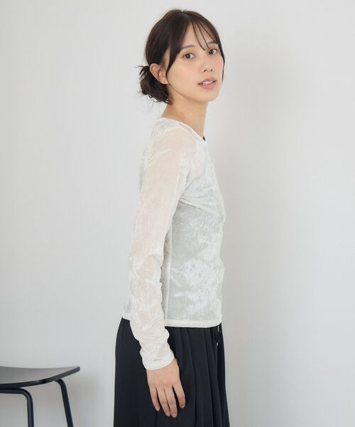 RETRO GIRL(レトロガール)の「ボートネックベロアロンTEE(Tシャツ/カットソー・レディース・ベージュ/ナチュラル/ブラック・FREE)」の13枚目の写真