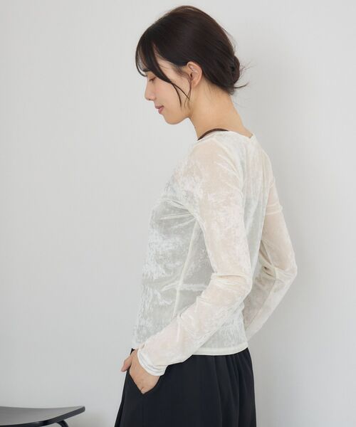 RETRO GIRL(レトロガール)の「ボートネックベロアロンTEE(Tシャツ/カットソー・レディース・ベージュ/ナチュラル/ブラック・FREE)」の15枚目の写真