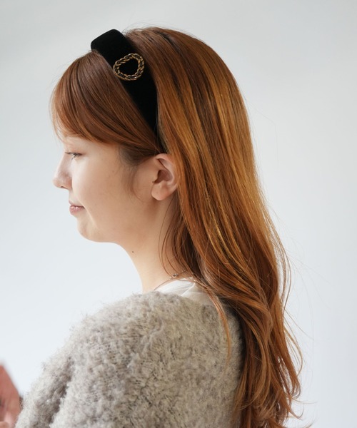 Port / ポート 】 クラシカル ベロア ワンポイント カチューシャ