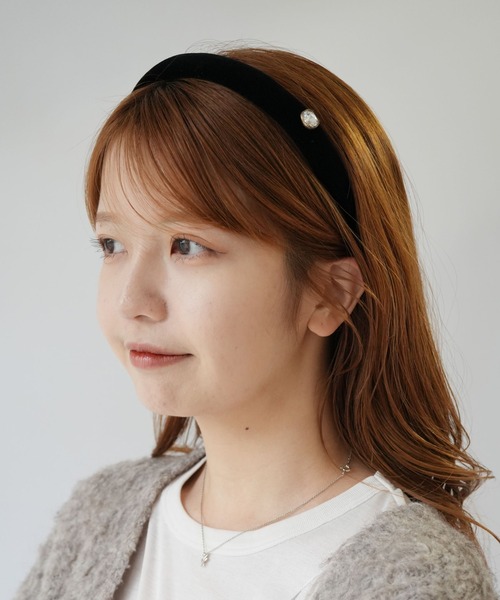 Port / ポート 】 クラシカル ベロア ワンポイント カチューシャ