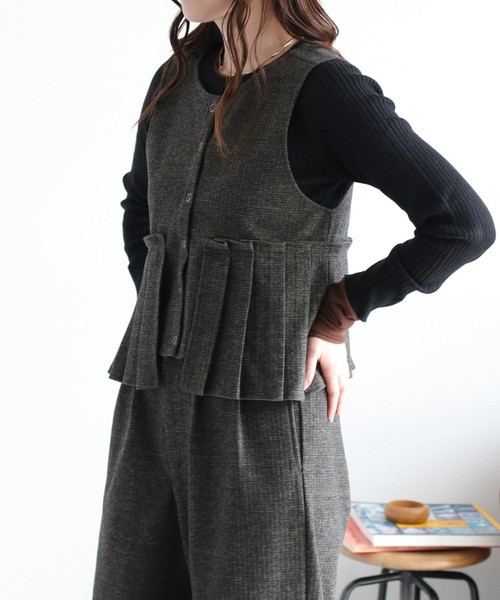 セットアップ対応〉2wayプリーツツイードベスト（ベスト）｜cepo（セポ