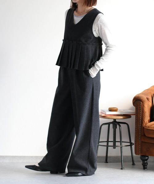 cepo（セポ）の「〈セットアップ対応〉2wayプリーツツイードベスト（ベスト・レディース・チャコール/ブラウン/グレー系その他/ブラウン系その他・M）」の16枚目の写真