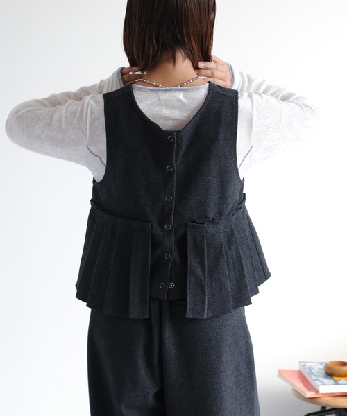 セットアップ対応〉2wayプリーツツイードベスト（ベスト）｜cepo（セポ