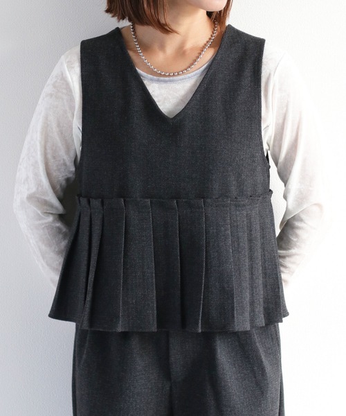 cepo（セポ）の「〈セットアップ対応〉2wayプリーツツイードベスト（ベスト・レディース・チャコール/ブラウン/グレー系その他/ブラウン系その他・M）」の22枚目の写真