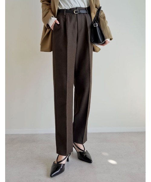 Re:EDIT（リエディ）の「[低身長/高身長サイズ有][アルガンオイル加工]微起毛ツイルテーパードパンツ（スラックス・レディース・アイボリー/ブラック/ブラウン/チャコールグレー・LARGE/TALL/MEDIUM/SHORT）」の4枚目の写真