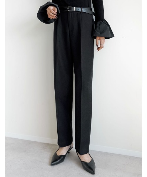 Re:EDIT（リエディ）の「[低身長/高身長サイズ有][アルガンオイル加工]微起毛ツイルテーパードパンツ（スラックス・レディース・アイボリー/ブラック/ブラウン/チャコールグレー・LARGE/TALL/MEDIUM/SHORT）」の6枚目の写真