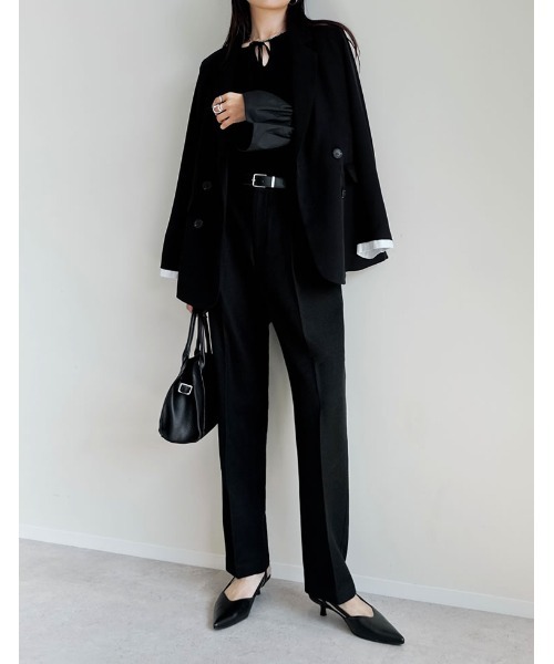 Re:EDIT（リエディ）の「[低身長/高身長サイズ有][アルガンオイル加工]微起毛ツイルテーパードパンツ（スラックス・レディース・アイボリー/ブラック/ブラウン/チャコールグレー・LARGE/TALL/MEDIUM/SHORT）」の7枚目の写真