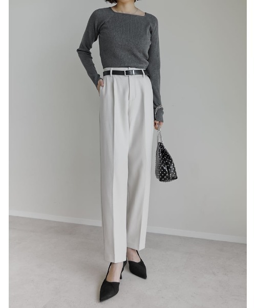 Re:EDIT（リエディ）の「[低身長/高身長サイズ有][アルガンオイル加工]微起毛ツイルテーパードパンツ（スラックス・レディース・アイボリー/ブラック/ブラウン/チャコールグレー・LARGE/TALL/MEDIUM/SHORT）」の13枚目の写真