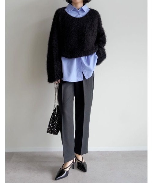 Re:EDIT（リエディ）の「[低身長/高身長サイズ有][アルガンオイル加工]微起毛ツイルテーパードパンツ（スラックス・レディース・アイボリー/ブラック/ブラウン/チャコールグレー・LARGE/TALL/MEDIUM/SHORT）」の17枚目の写真