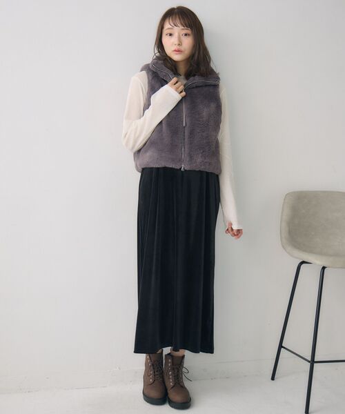 RETRO GIRL（レトロガール）の「ファーショートベスト（ベスト・レディース・チャコールグレー/ライトブラウン/ベージュ・FREE）」の13枚目の写真