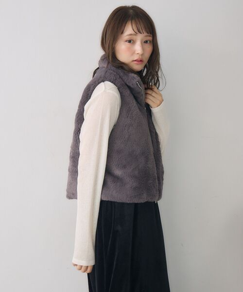 RETRO GIRL（レトロガール）の「ファーショートベスト（ベスト・レディース・チャコールグレー/ライトブラウン/ベージュ・FREE）」の21枚目の写真