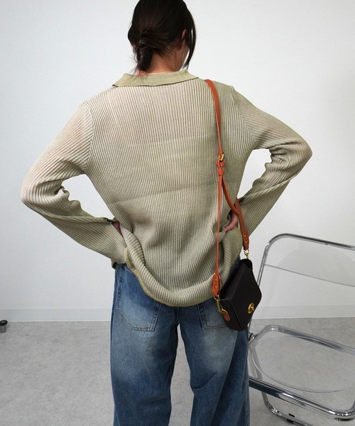 gossara(ゴサラ)の「ニットストライプシャツ(シャツ/ブラウス・レディース・ブラック/カーキ/ブラウン・FREE)」の13枚目の写真