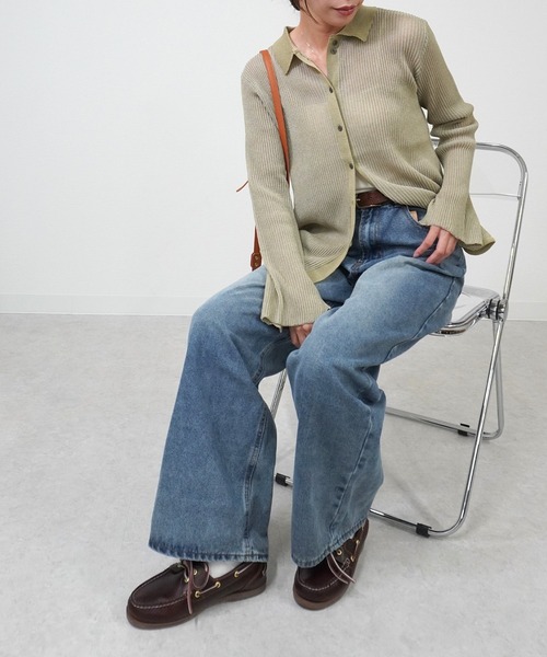 gossara(ゴサラ)の「ニットストライプシャツ(シャツ/ブラウス・レディース・ブラック/カーキ/ブラウン・FREE)」の14枚目の写真