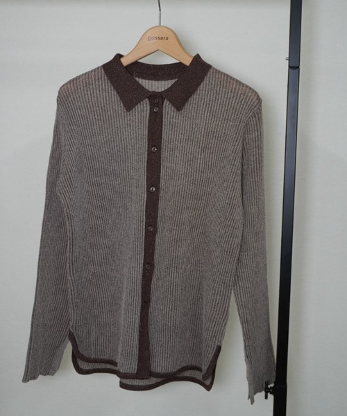 gossara(ゴサラ)の「ニットストライプシャツ(シャツ/ブラウス・レディース・ブラック/カーキ/ブラウン・FREE)」の18枚目の写真