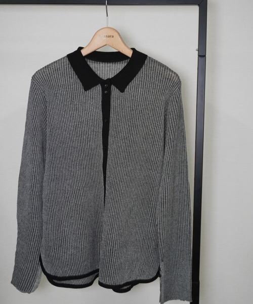 gossara(ゴサラ)の「ニットストライプシャツ(シャツ/ブラウス・レディース・ブラック/カーキ/ブラウン・FREE)」の19枚目の写真