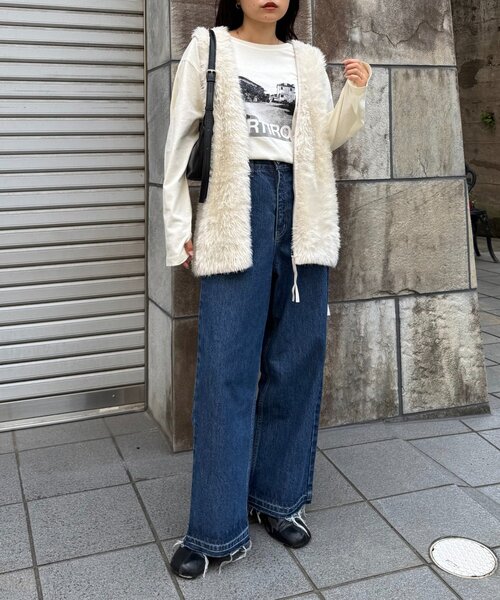 CIAOPANIC TYPY（チャオパニックティピー）の「メランジファーニットZIPベスト（ニット/セーター・レディース・アイボリー/ブラウン/チャコールグレー・ONE SIZE）」の8枚目の写真