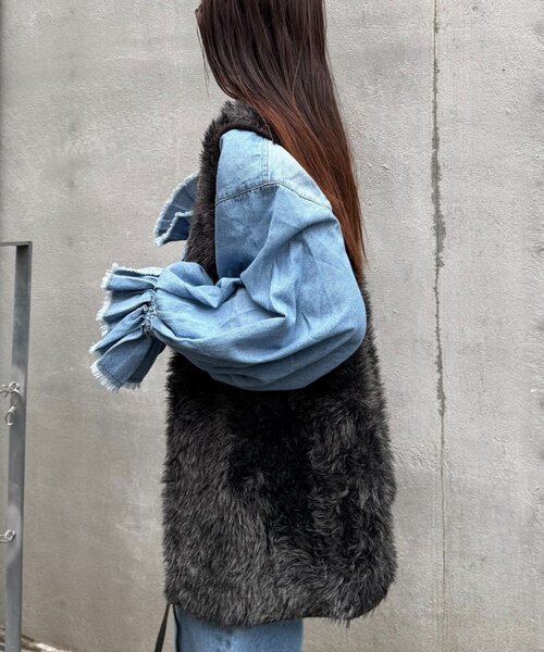 CIAOPANIC TYPY（チャオパニックティピー）の「メランジファーニットZIPベスト（ニット/セーター・レディース・アイボリー/ブラウン/チャコールグレー・ONE SIZE）」の13枚目の写真