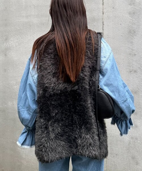 CIAOPANIC TYPY（チャオパニックティピー）の「メランジファーニットZIPベスト（ニット/セーター・レディース・アイボリー/ブラウン/チャコールグレー・ONE SIZE）」の14枚目の写真