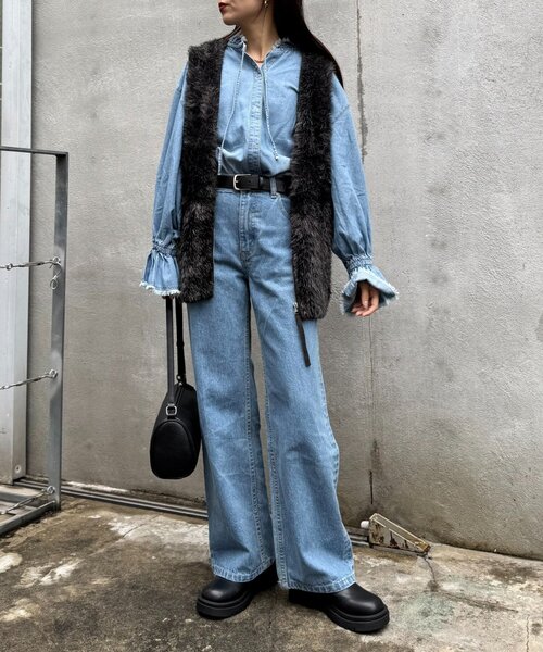 CIAOPANIC TYPY（チャオパニックティピー）の「メランジファーニットZIPベスト（ニット/セーター・レディース・アイボリー/ブラウン/チャコールグレー・ONE SIZE）」の15枚目の写真