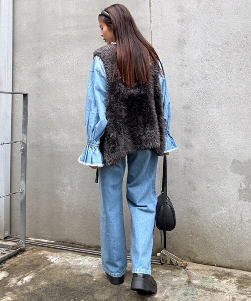 CIAOPANIC TYPY（チャオパニックティピー）の「メランジファーニットZIPベスト（ニット/セーター・レディース・アイボリー/ブラウン/チャコールグレー・ONE SIZE）」の17枚目の写真