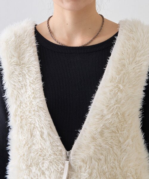 CIAOPANIC TYPY（チャオパニックティピー）の「メランジファーニットZIPベスト（ニット/セーター・レディース・アイボリー/ブラウン/チャコールグレー・ONE SIZE）」の22枚目の写真