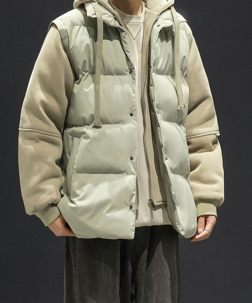 aimoha(アイモハ)の「中綿ベスト付きフーディー/Hoodie with padded vest (AW)(パーカー・メンズ・カーキ/ブラック/ベージュ・X-LARGE/MEDIUM/LARGE)」の3枚目の写真