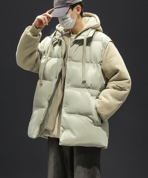 aimoha(アイモハ)の「中綿ベスト付きフーディー/Hoodie with padded vest (AW)(パーカー・メンズ・カーキ/ブラック/ベージュ・X-LARGE/MEDIUM/LARGE)」の9枚目の写真