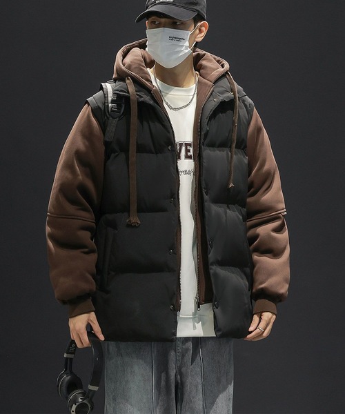 aimoha(アイモハ)の「中綿ベスト付きフーディー/Hoodie with padded vest (AW)(パーカー・メンズ・カーキ/ブラック/ベージュ・X-LARGE/MEDIUM/LARGE)」の14枚目の写真