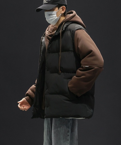 aimoha(アイモハ)の「中綿ベスト付きフーディー/Hoodie with padded vest (AW)(パーカー・メンズ・カーキ/ブラック/ベージュ・X-LARGE/MEDIUM/LARGE)」の16枚目の写真