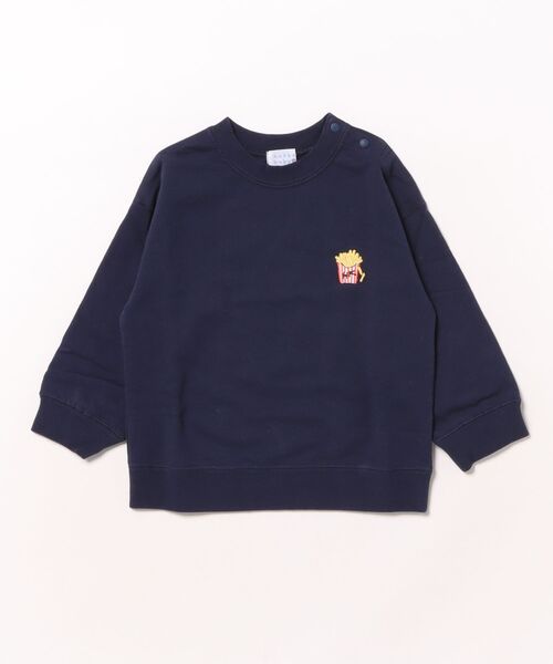 HAKKA BABY（ハッカベビー）の「[ベビー]ワンポイント刺繍ミニ裏毛トレーナー（Tシャツ/カットソー・キッズ・キナリ/イエロー/ネイビー/杢グレー・90cm）」の3枚目の写真